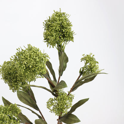 Faux Green Viburnum Bud Branch Stem — 3 Heads | 23"