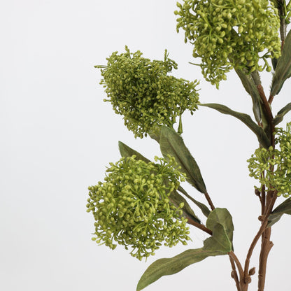 Faux Green Viburnum Bud Branch Stem — 3 Heads | 23"