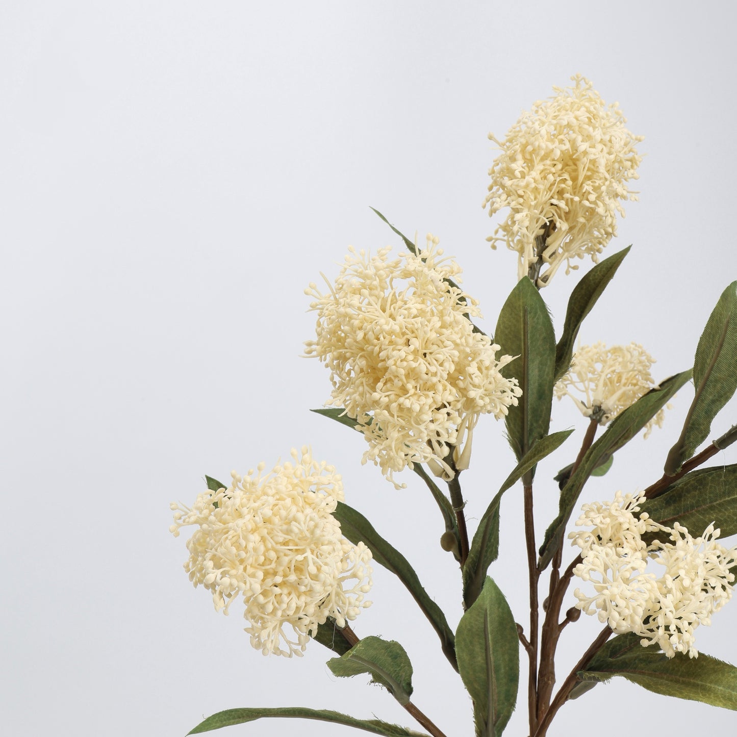 Faux Cream White Viburnum Bud Branch Stem — 3 Heads | 23"