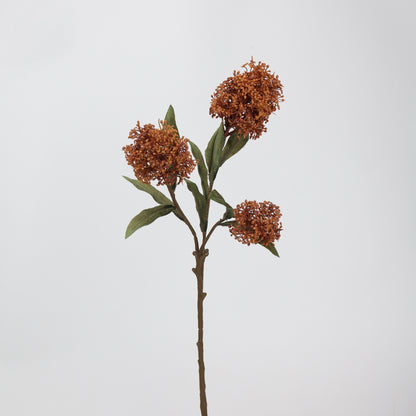 Faux Terracotta Viburnum Bud Branch Stem — 3 Heads | 23"