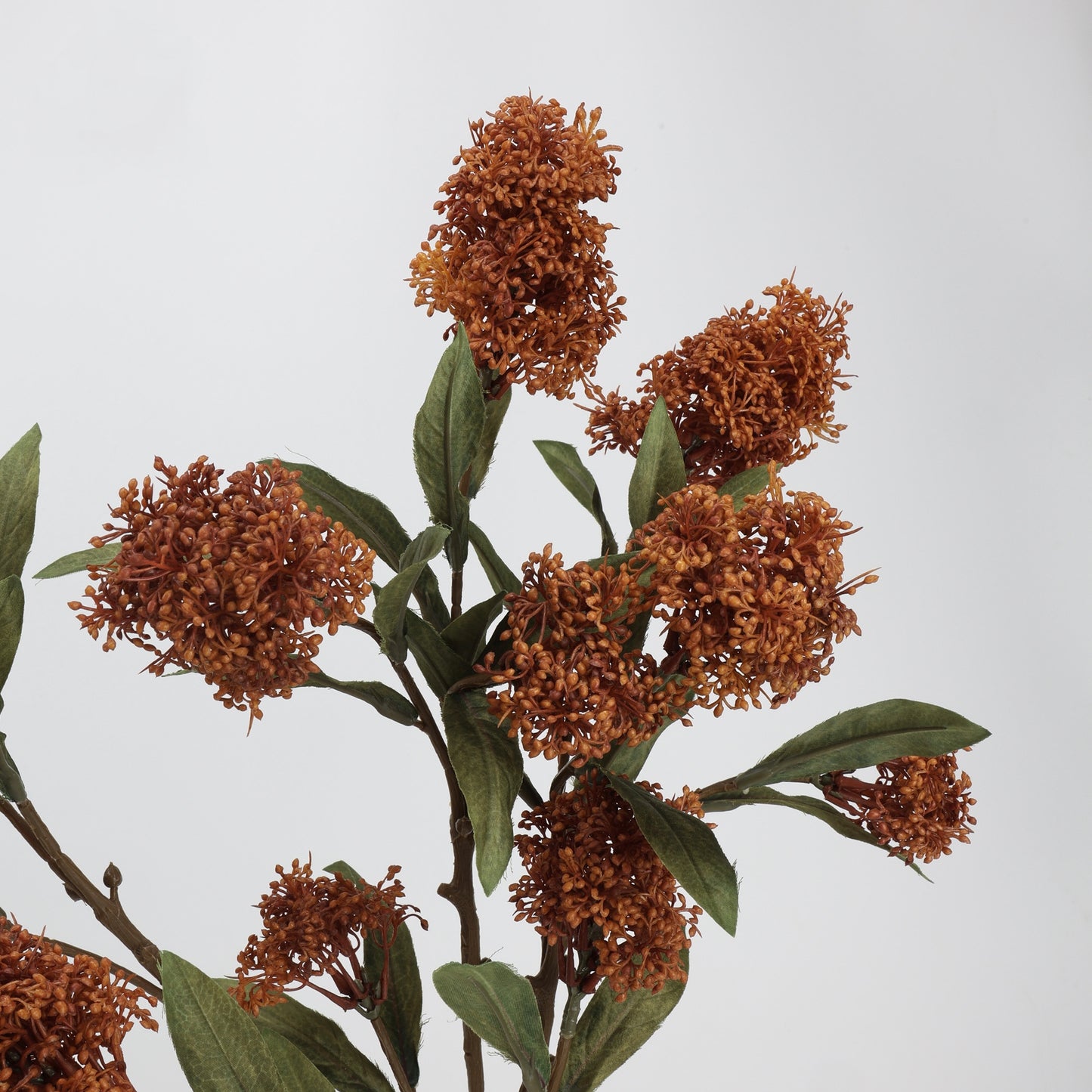Faux Terracotta Viburnum Bud Branch Stem — 3 Heads | 23"