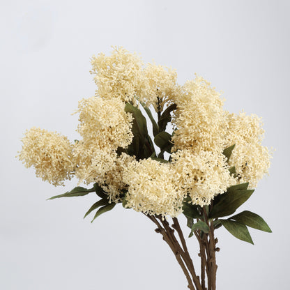 Faux Cream White Viburnum Bud Branch Stem — 3 Heads | 23"