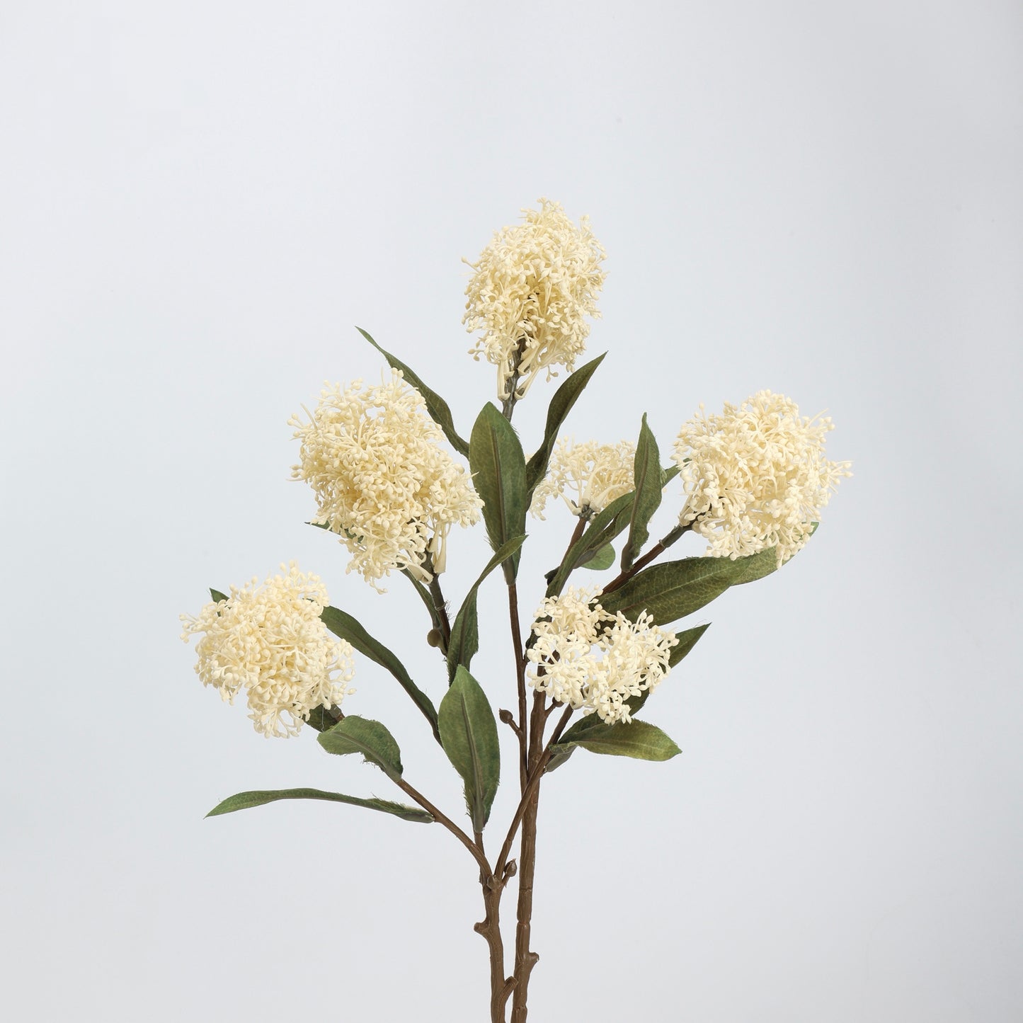 Faux Cream White Viburnum Bud Branch Stem — 3 Heads | 23"