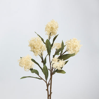 Faux Cream White Viburnum Bud Branch Stem — 3 Heads | 23"