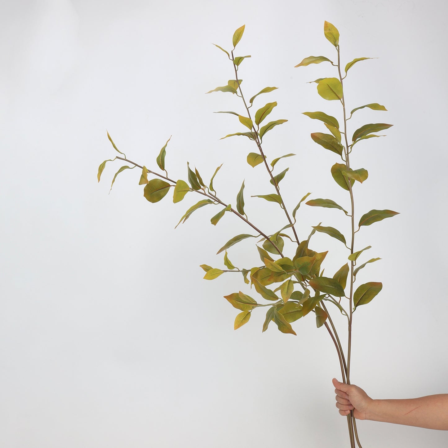Faux Olive Green Ficus Leaf Branch Stem — 44"