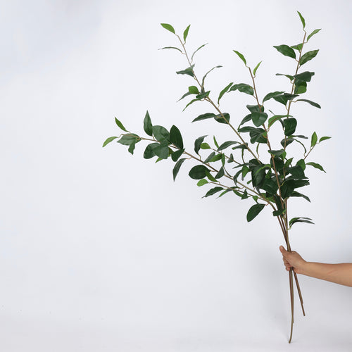 Faux Dark Green Ficus Leaf Branch Stem — 44"