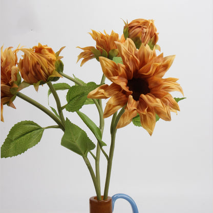 Real Touch Caramel Sunflower Stem — 2 Blooms | 20"