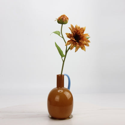 Real Touch Caramel Sunflower Stem — 2 Blooms | 20"