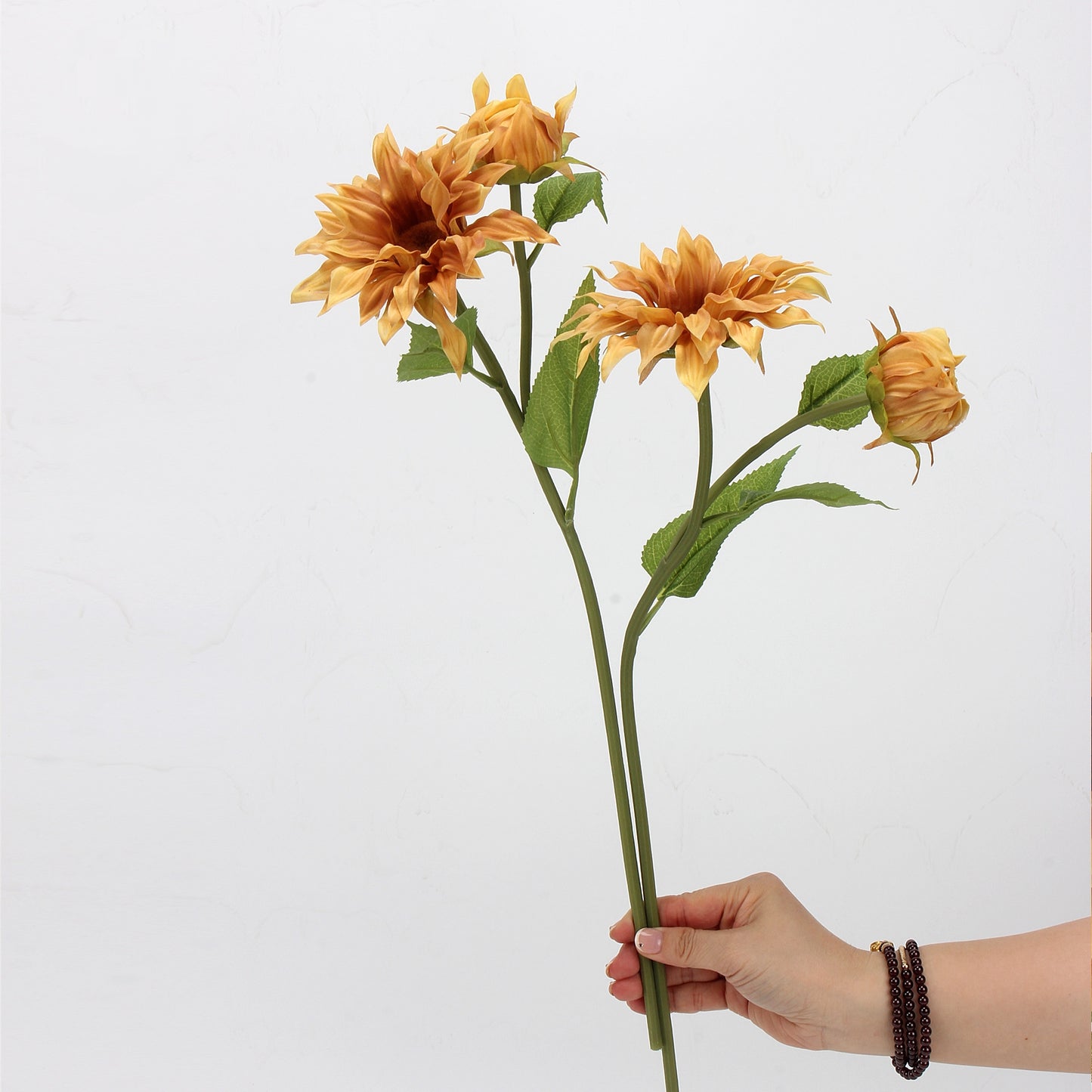 Real Touch Caramel Sunflower Stem — 2 Blooms | 20"