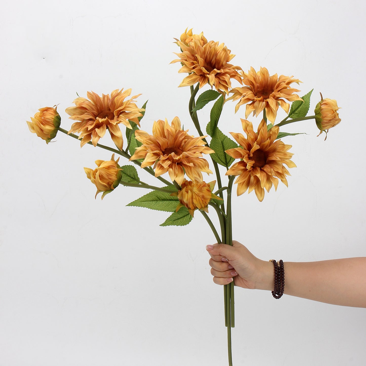 Real Touch Caramel Sunflower Stem — 2 Blooms | 20"