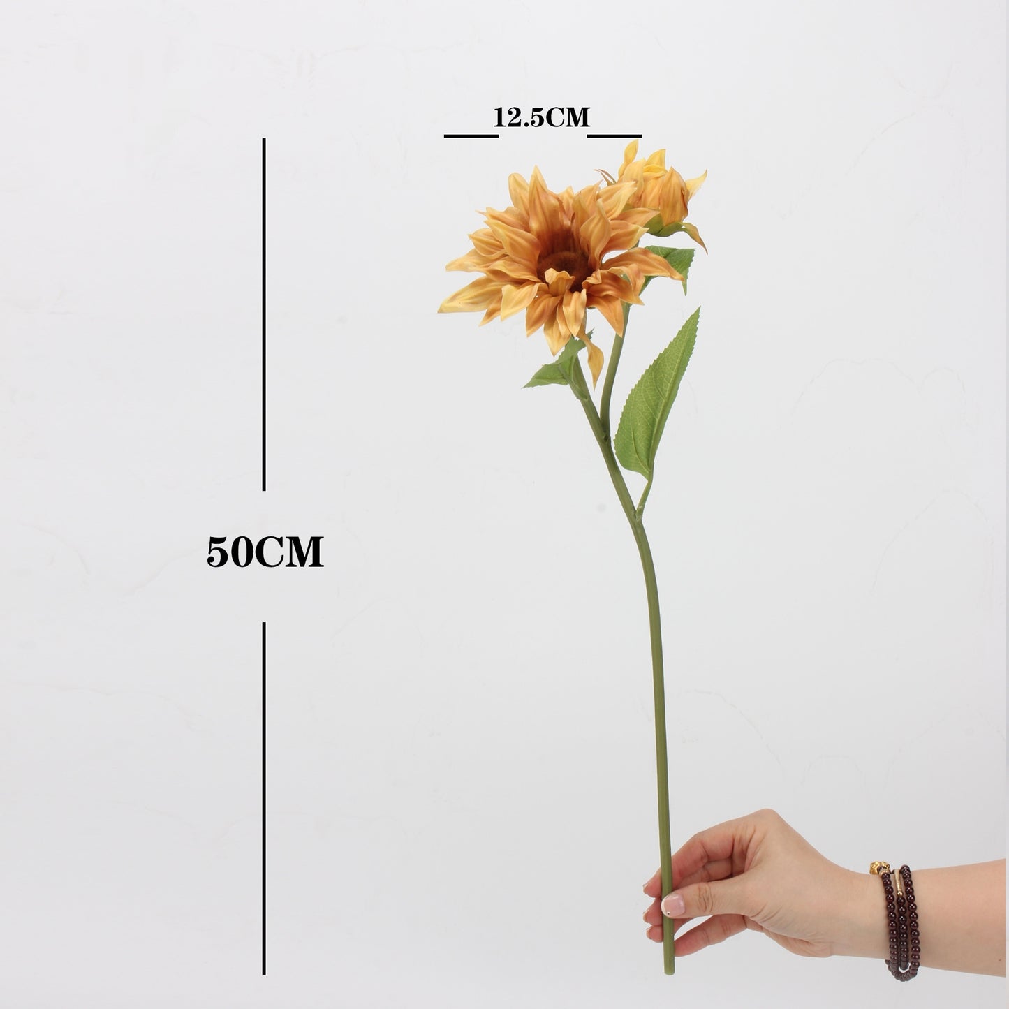 Real Touch Caramel Sunflower Stem — 2 Blooms | 20"