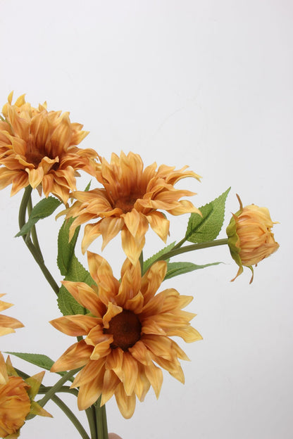 Real Touch Caramel Sunflower Stem — 2 Blooms | 20"