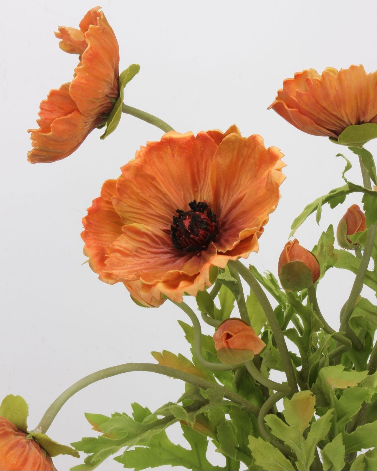 Real Touch Terracotta Orange Poppy Stem — 2 Blooms