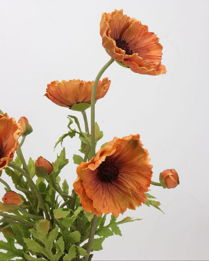 Real Touch Terracotta Orange Poppy Stem — 2 Blooms