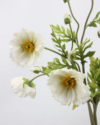 Real Touch Cream White Poppy Stem — 2 Blooms