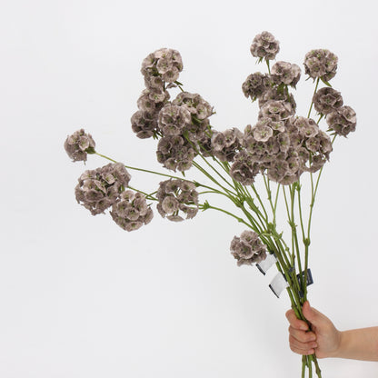 Faux Mocha Grey Ball Dianthus Stem — 6 Heads