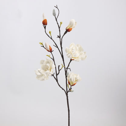 Real Touch Pure White Magnolia Branch Stem — 6 Blooms