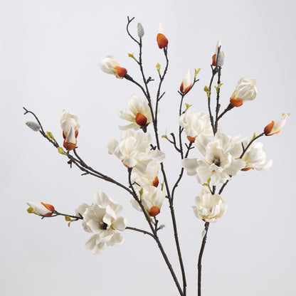Real Touch Pure White Magnolia Branch Stem — 6 Blooms