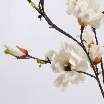 Real Touch Pure White Magnolia Branch Stem — 6 Blooms