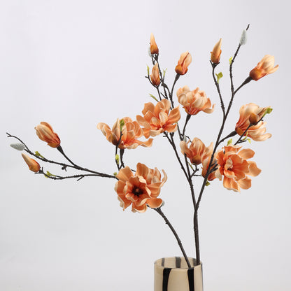 Real Touch Terracotta Apricot Magnolia Branch Stem — 6 Blooms