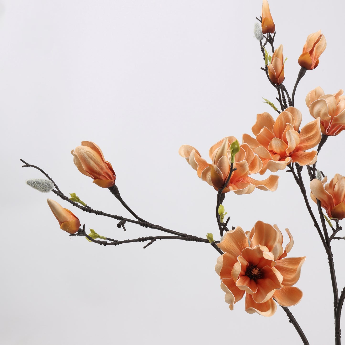 Real Touch Terracotta Apricot Magnolia Branch Stem — 6 Blooms