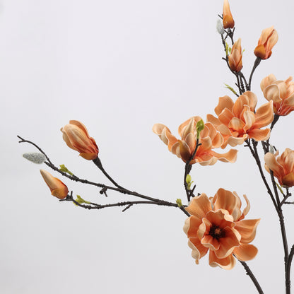 Real Touch Terracotta Apricot Magnolia Branch Stem — 6 Blooms
