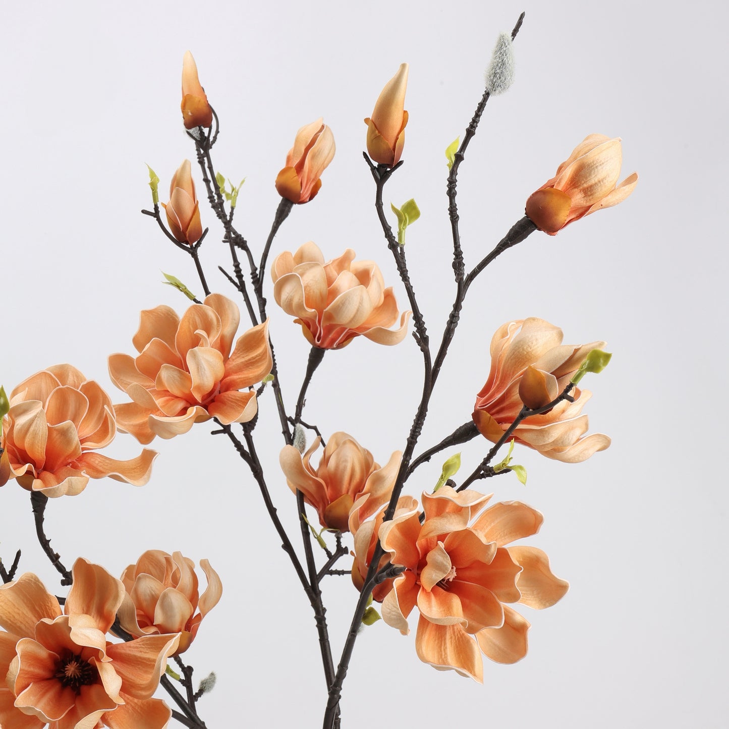 Real Touch Terracotta Apricot Magnolia Branch Stem — 6 Blooms