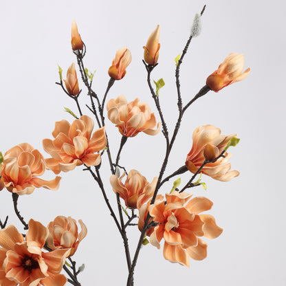 Real Touch Terracotta Apricot Magnolia Branch Stem — 6 Blooms
