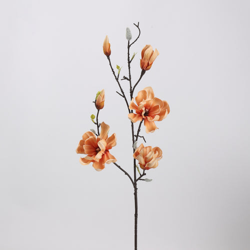 Real Touch Terracotta Apricot Magnolia Branch Stem — 6 Blooms