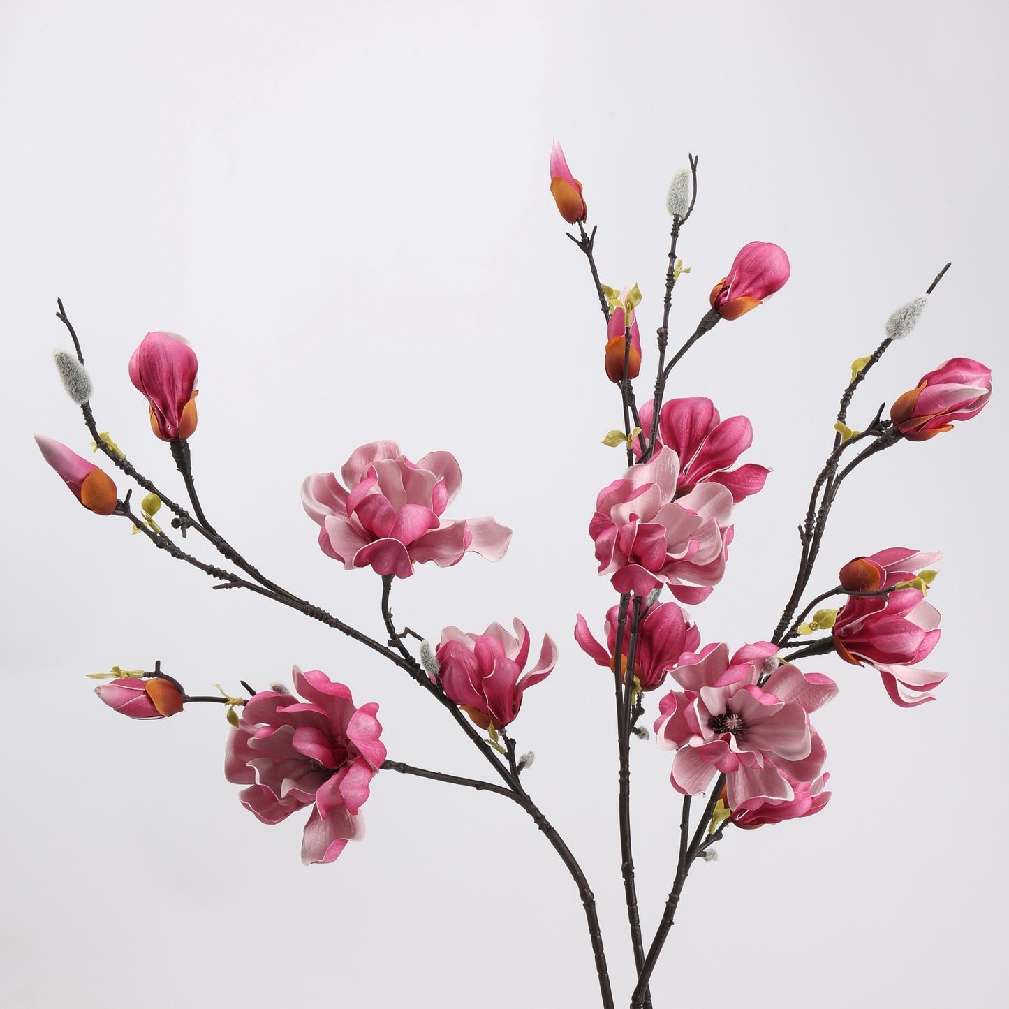 Real Touch Deep Rose Magnolia Branch Stem — 6 Blooms-38.6"