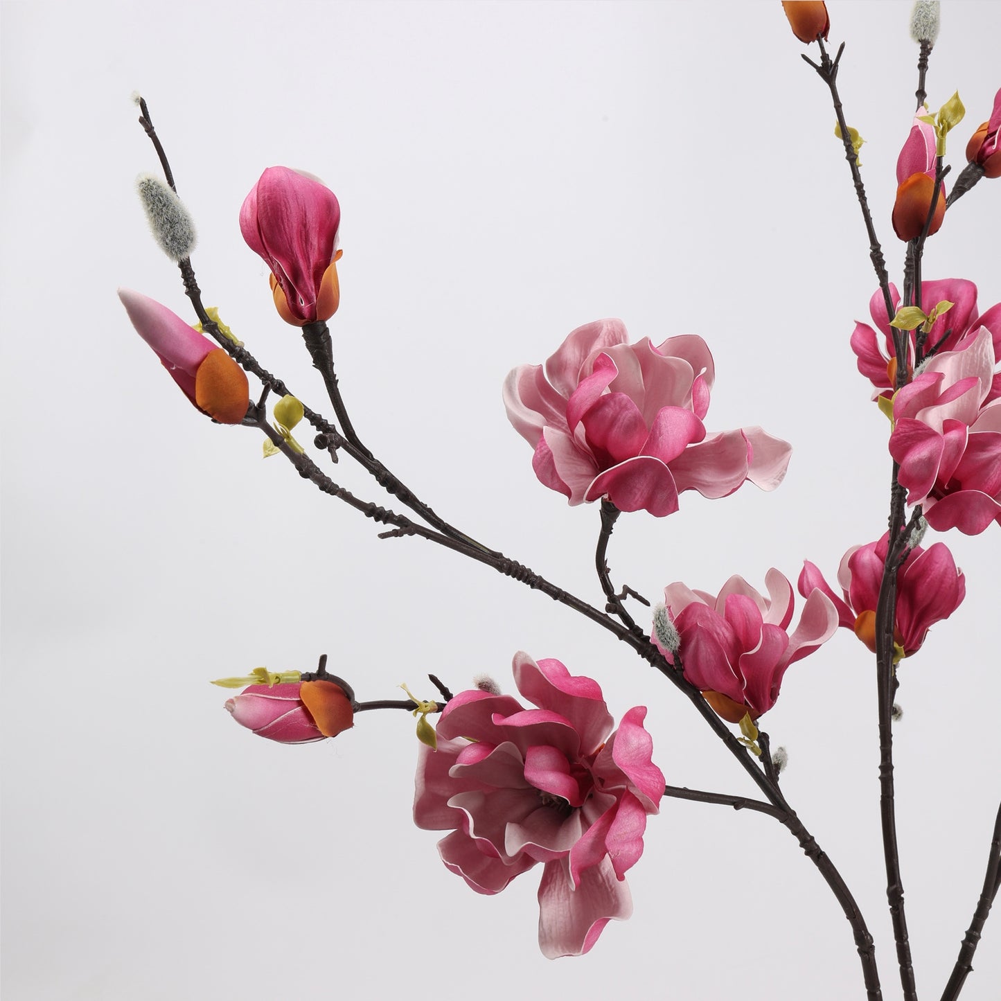 Real Touch Deep Rose Magnolia Branch Stem — 6 Blooms-38.6"