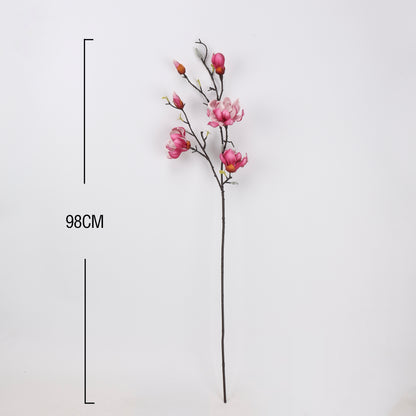 Real Touch Deep Rose Magnolia Branch Stem — 6 Blooms-38.6"