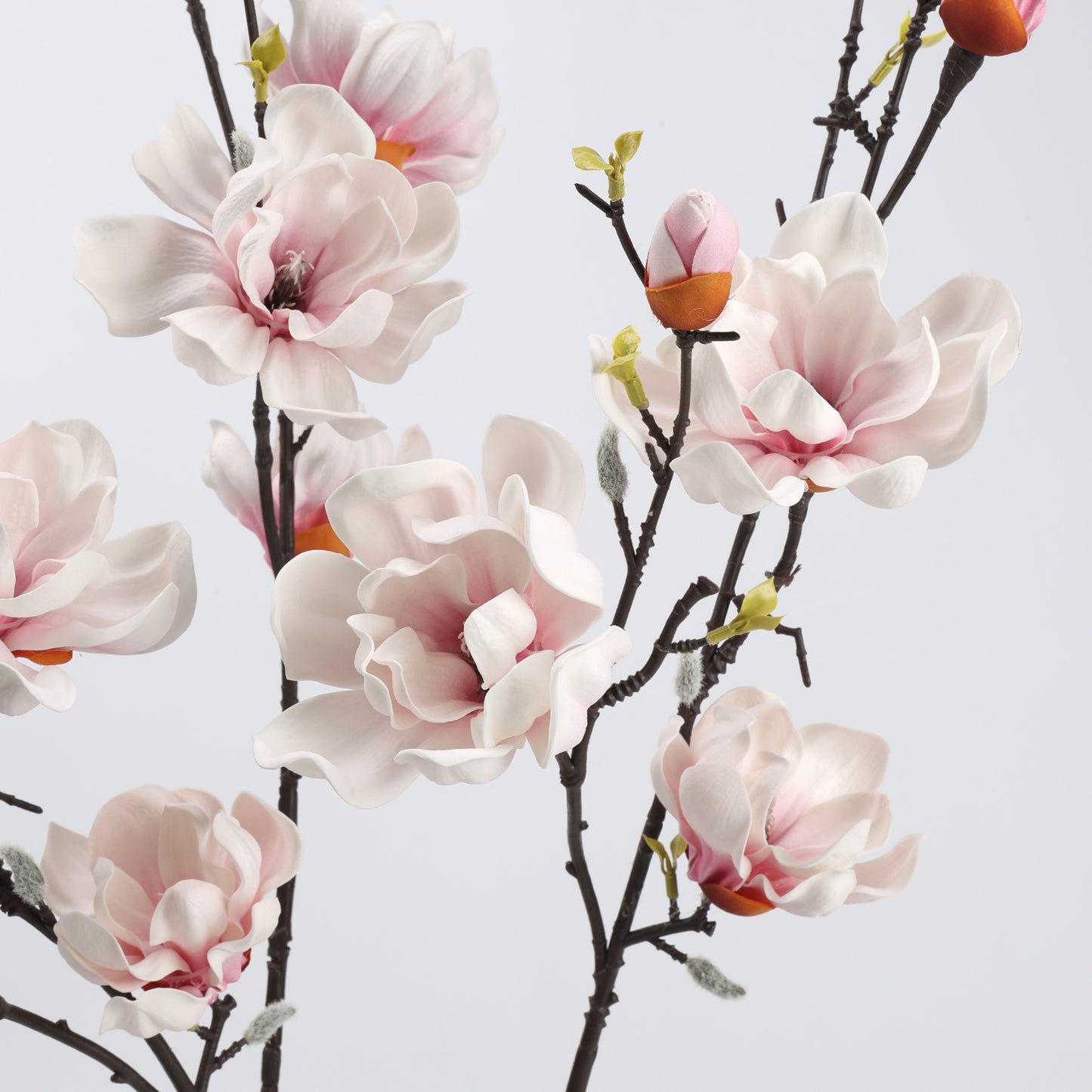 Real Touch Blush White Magnolia Branch Stem — 6 Blooms