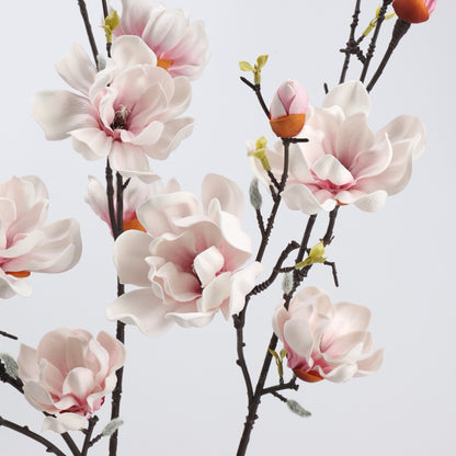 Real Touch Blush White Magnolia Branch Stem — 6 Blooms