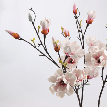 Real Touch Blush White Magnolia Branch Stem — 6 Blooms