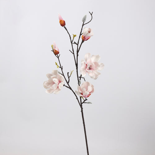 Real Touch Blush White Magnolia Branch Stem — 6 Blooms