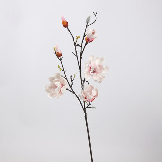 Real Touch Blush White Magnolia Branch Stem — 6 Blooms