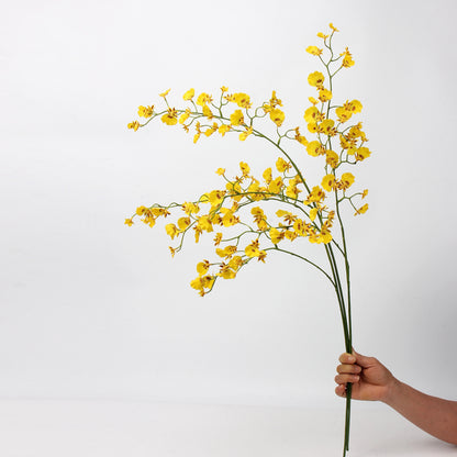 Real Touch Yellow Dancing Orchid Stem — 2 Branches