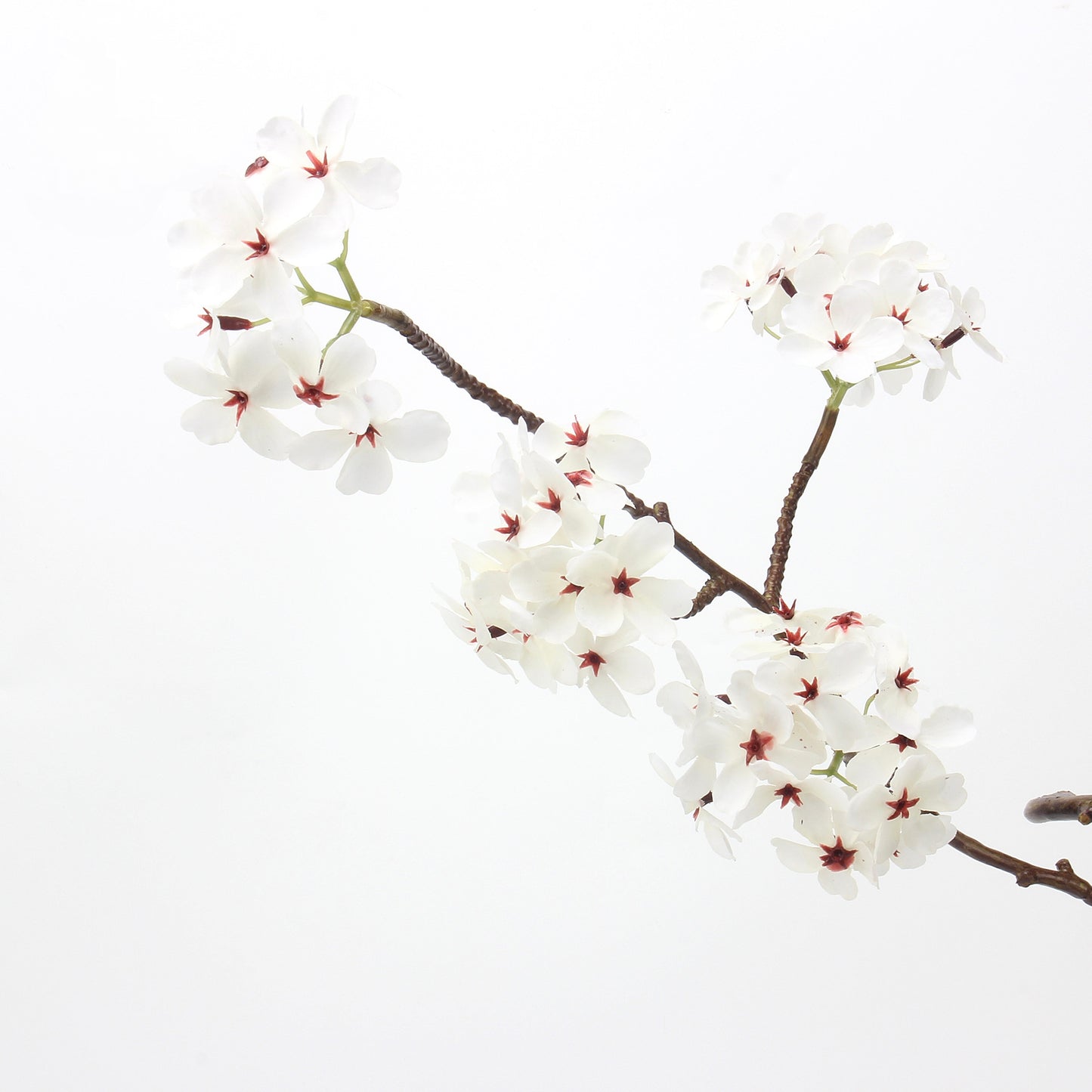 Faux White Cherry Blossom Branch Stem