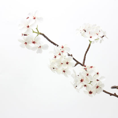 Faux White Cherry Blossom Branch Stem