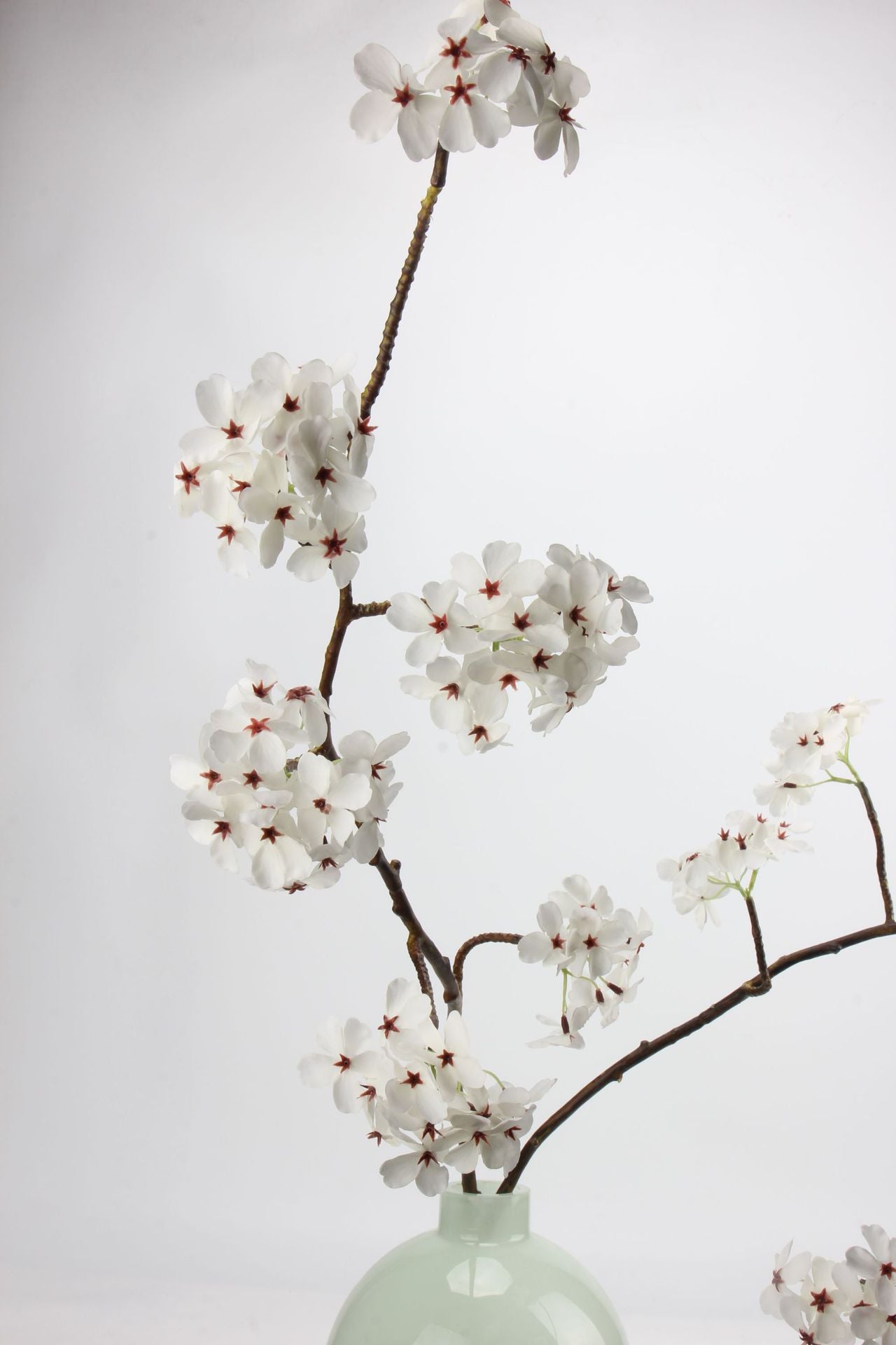Faux White Cherry Blossom Branch Stem