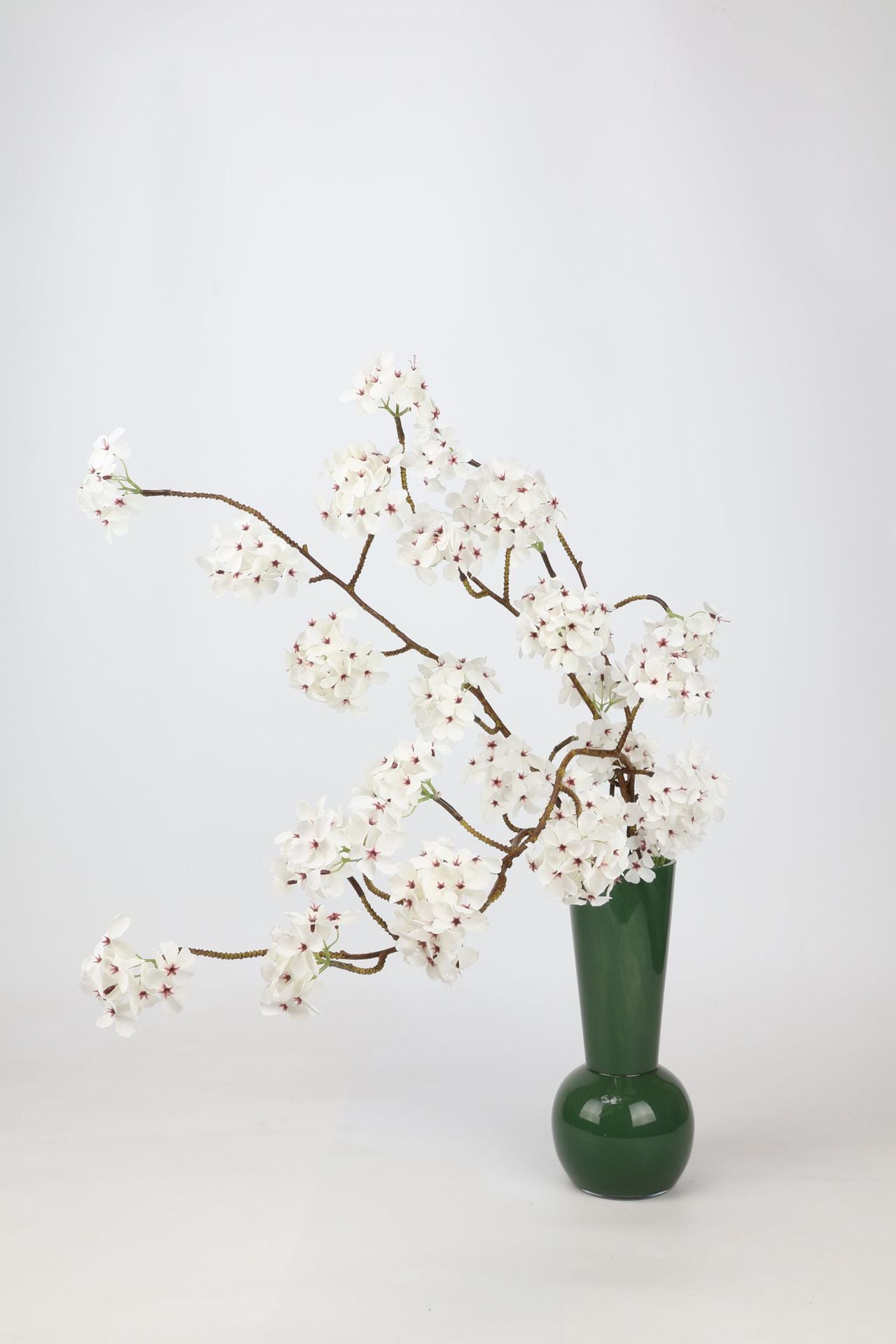 Faux White Cherry Blossom Branch Stem