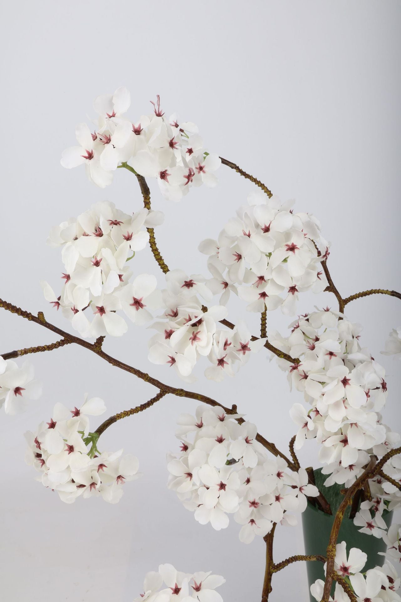 Faux White Cherry Blossom Branch Stem