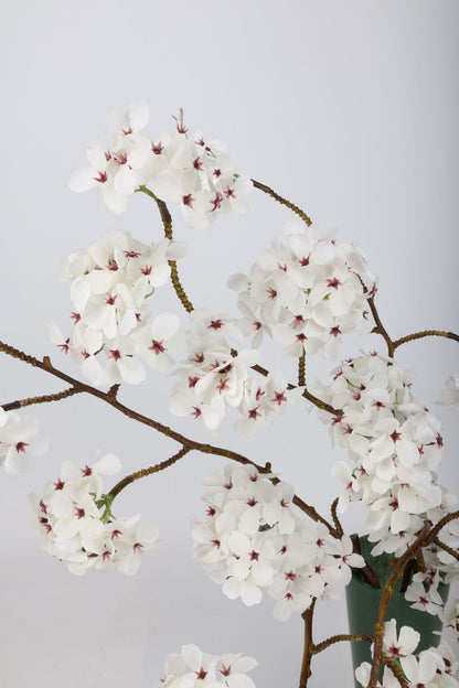 Faux White Cherry Blossom Branch Stem