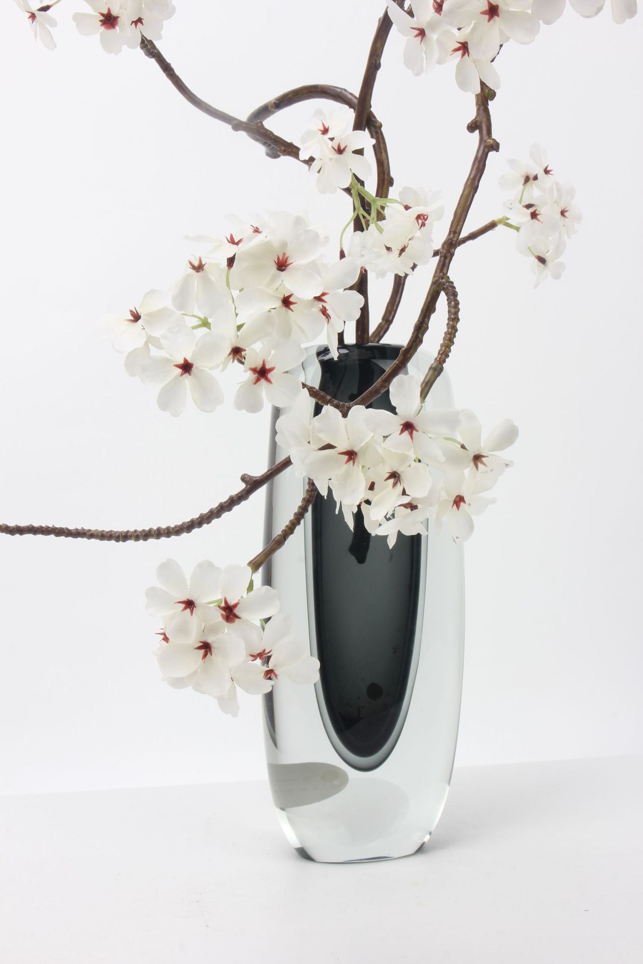 Faux White Cherry Blossom Branch Stem