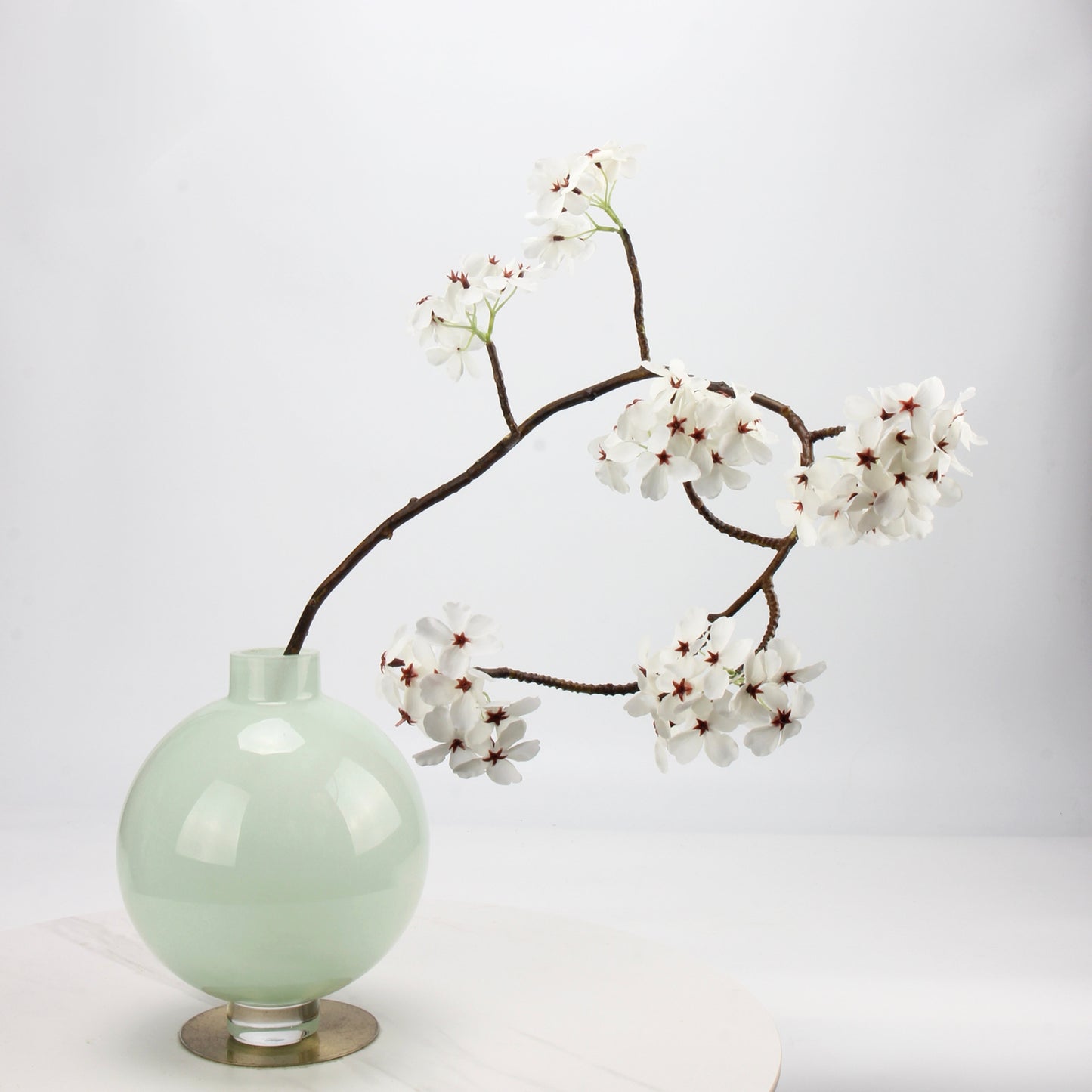 Faux White Cherry Blossom Branch Stem