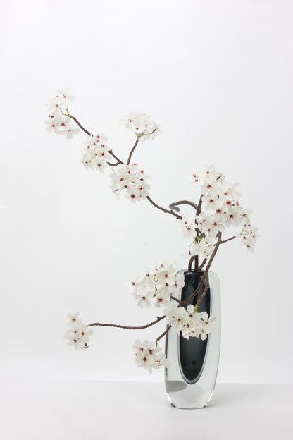 Faux White Cherry Blossom Branch Stem