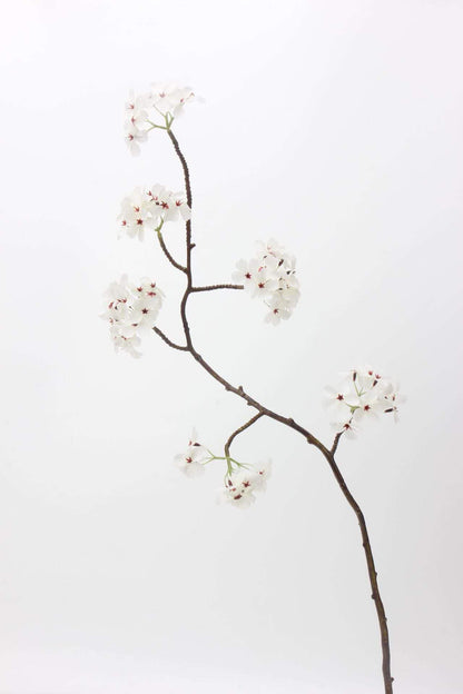 Faux White Cherry Blossom Branch Stem
