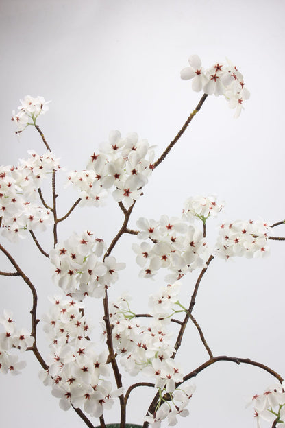 Faux White Cherry Blossom Branch Stem