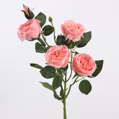 Real Touch Faux Pink Garden Rose Stem - 21"